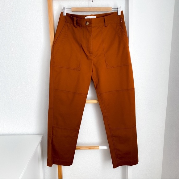 NWOT Derek Lam 10 Crosby Therese Straight Leg Pants Orange Cinnamon Cropped - Picture 4 of 13